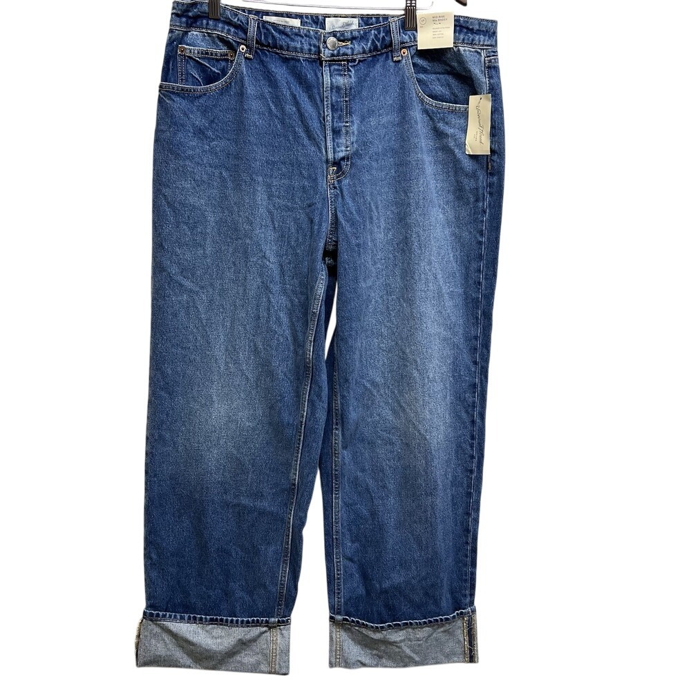 Universal Thread Cuffed Jeans Women 17 Regular Mid Rise 90's Baggy Button Fly